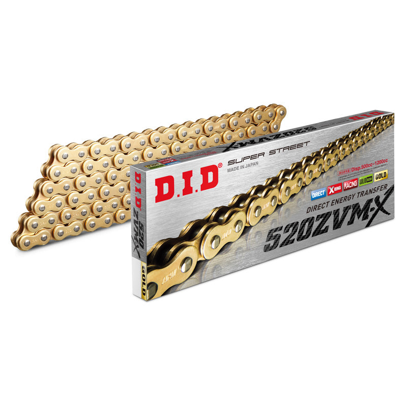 D.I.D 520ZVMX-110L GOLD & GOLD CHAIN W/RIVET LINK
