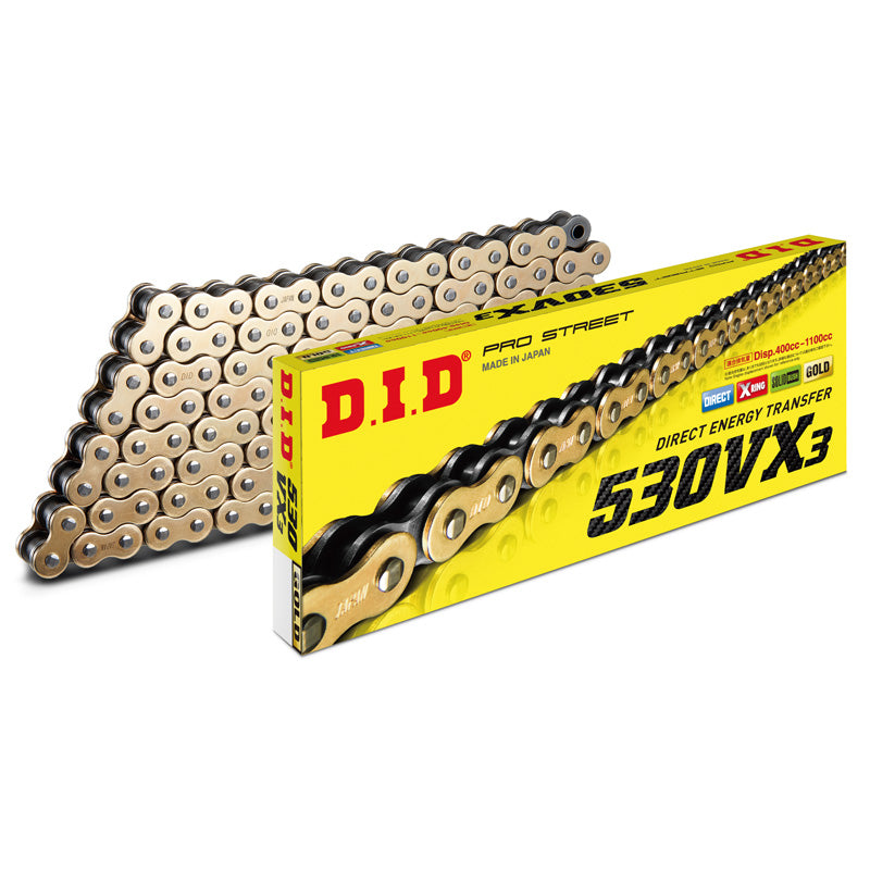D.I.D 530VX3-110L GOLD & BLACK RIVET LINK