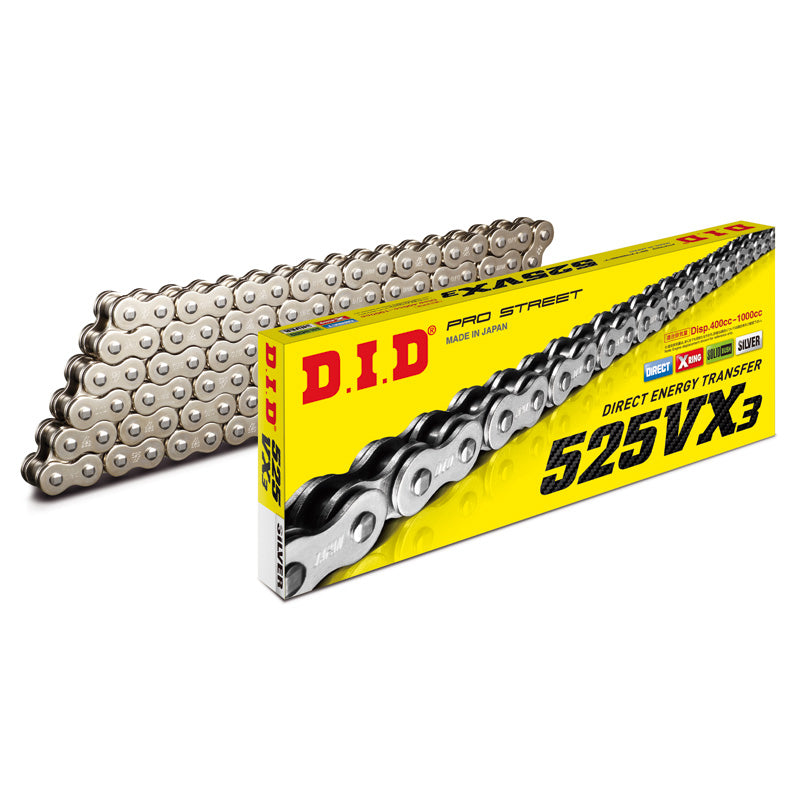 D.I.D 525VX3-120L SILVER CHAIN W/CLIP LINK