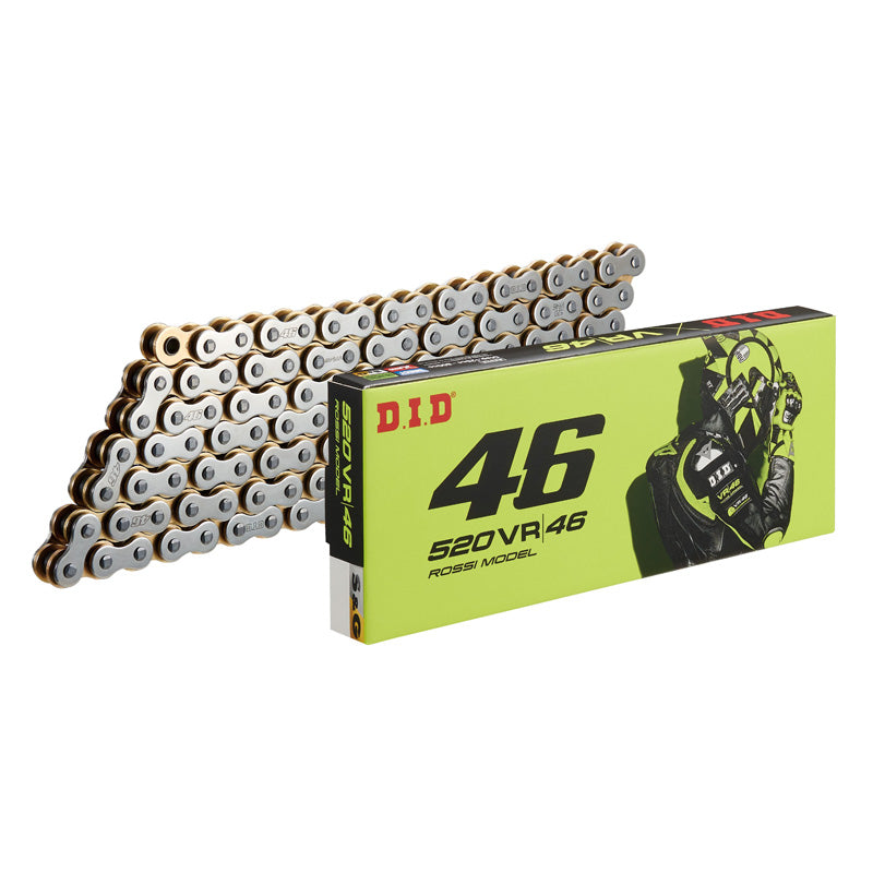 D.I.D 520VR46-120L SILVER & GOLD ROSSI CHAIN W/RIVET LINK
