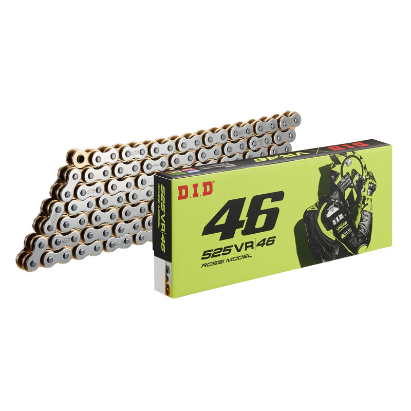 D.I.D 525VR46-120L SILVER & GOLD ROSSI CHAIN W/RIVET LINK