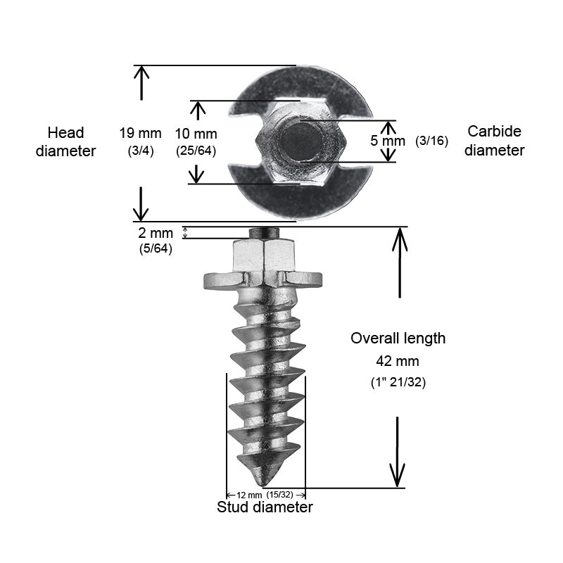 iGrip SS - FLANGED STUDS (40MM) 100 PCS