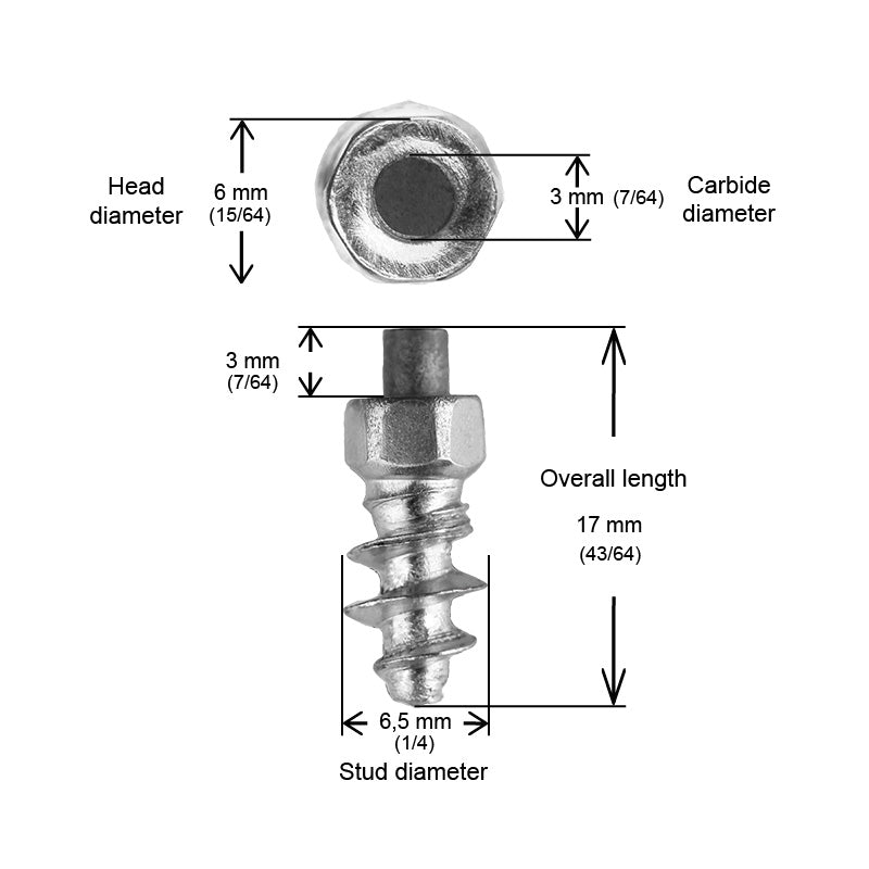 iGrip ST - STANDARD STUDS (15MM) 100 PCS