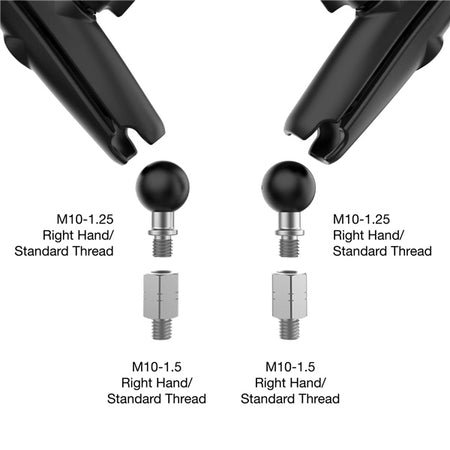 RamMount Mirror Tough-Mirror Kit - M10-1.25 Bases Long with adapter