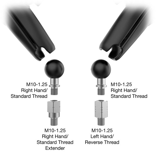 RamMount Mirror Tough-Mirror Kit - M10-1.25 Bases Long with Reverse adapter