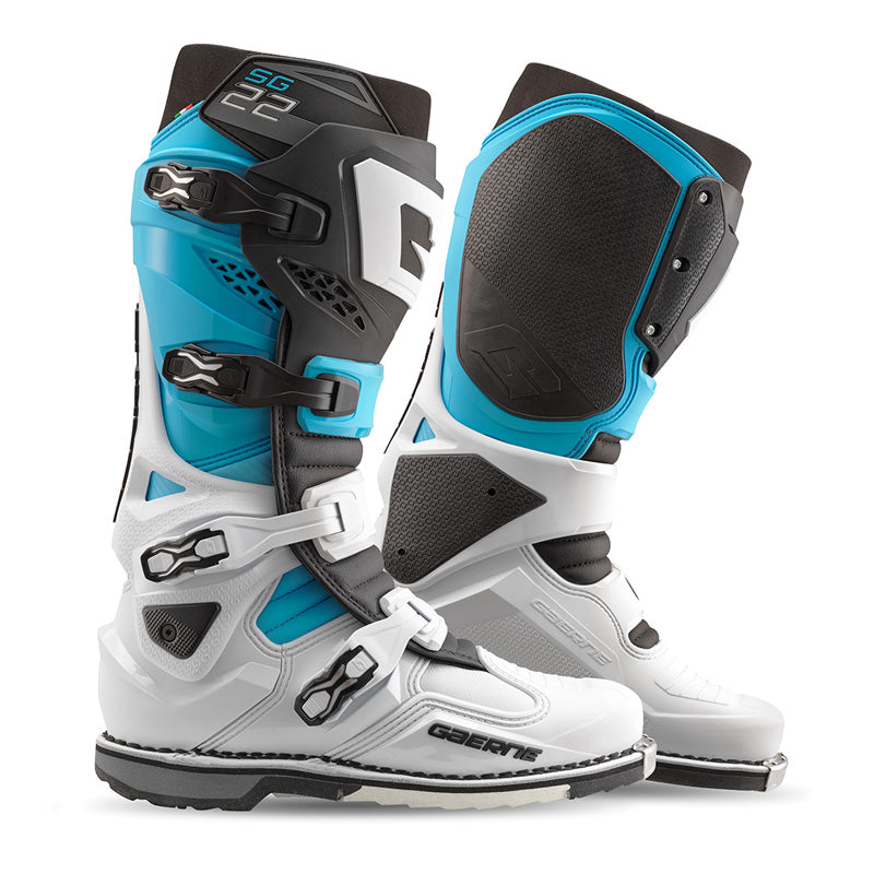 Gaerne SG-22 MX BOOTS - White/Black/Light Blue