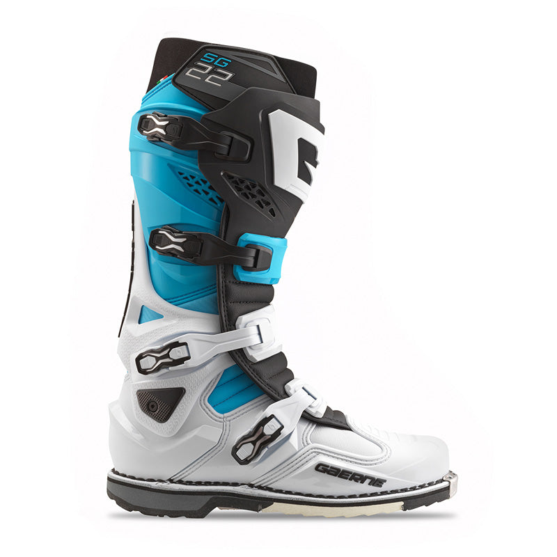 Gaerne SG-22 MX BOOTS - White/Black/Light Blue