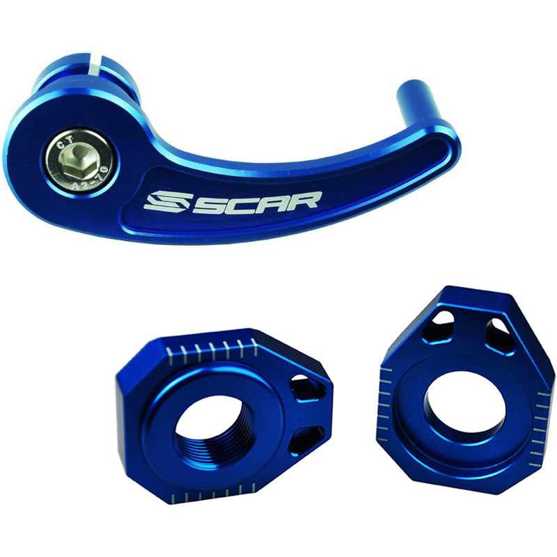 Scar REAR AXLE PULL AND AXLE BLOCKS (SHERCO) BLUE
