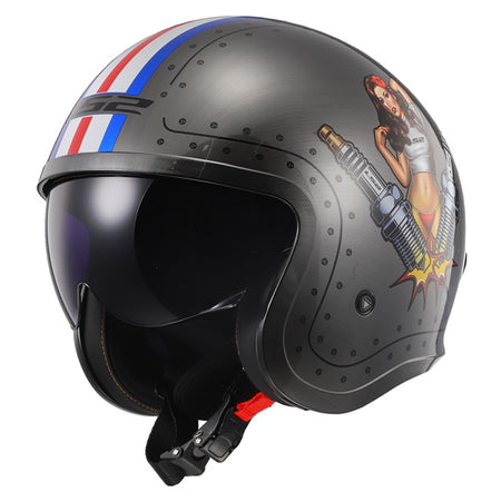 LS2 Helm Spitfire Spark Brushed Alloy M