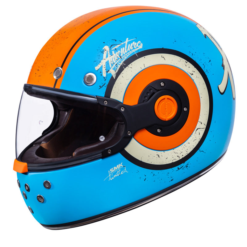 SMK Helmets RETRO HELMET - Adventure Blue/Orange/White (Matte)