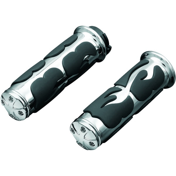 Kuryakyn Grips ISO Flame Throttle-by-wire Chrm
